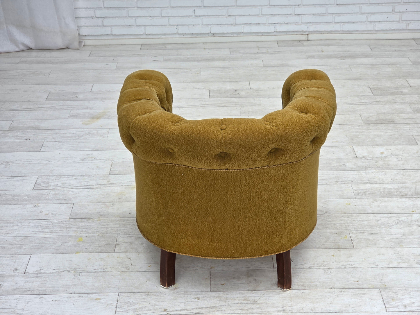 1950s, Danish relax chair, green furniture wool, ash wood.