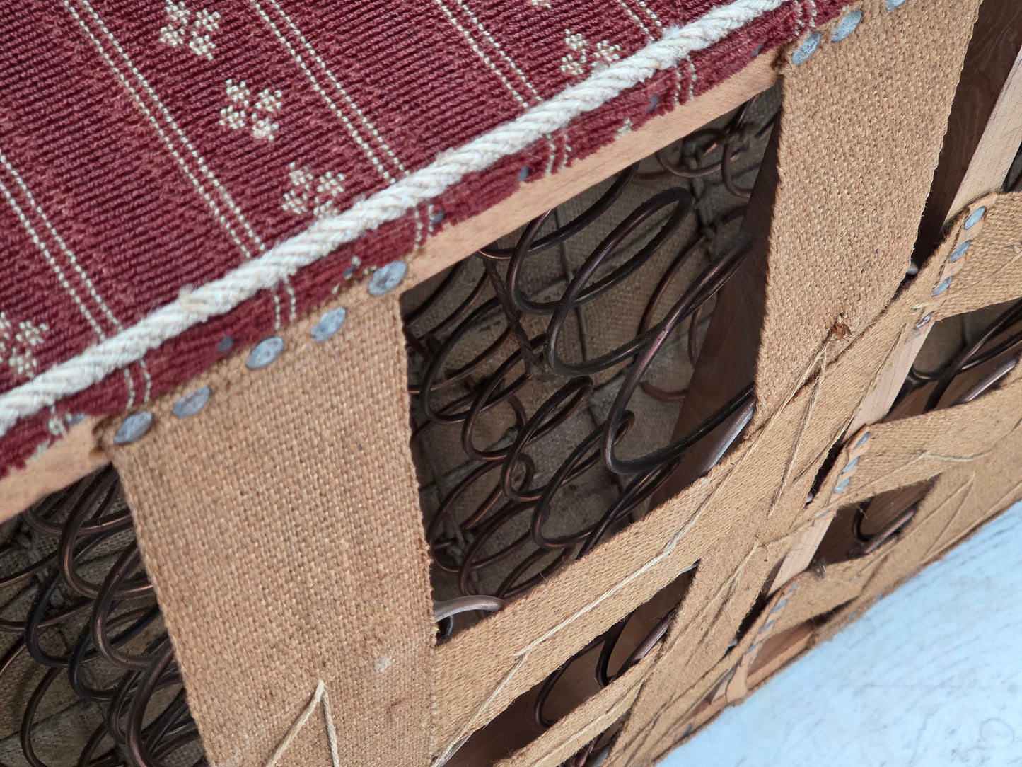 1960s, Danish 3-seater sofa, red furniture wool, beech wood.