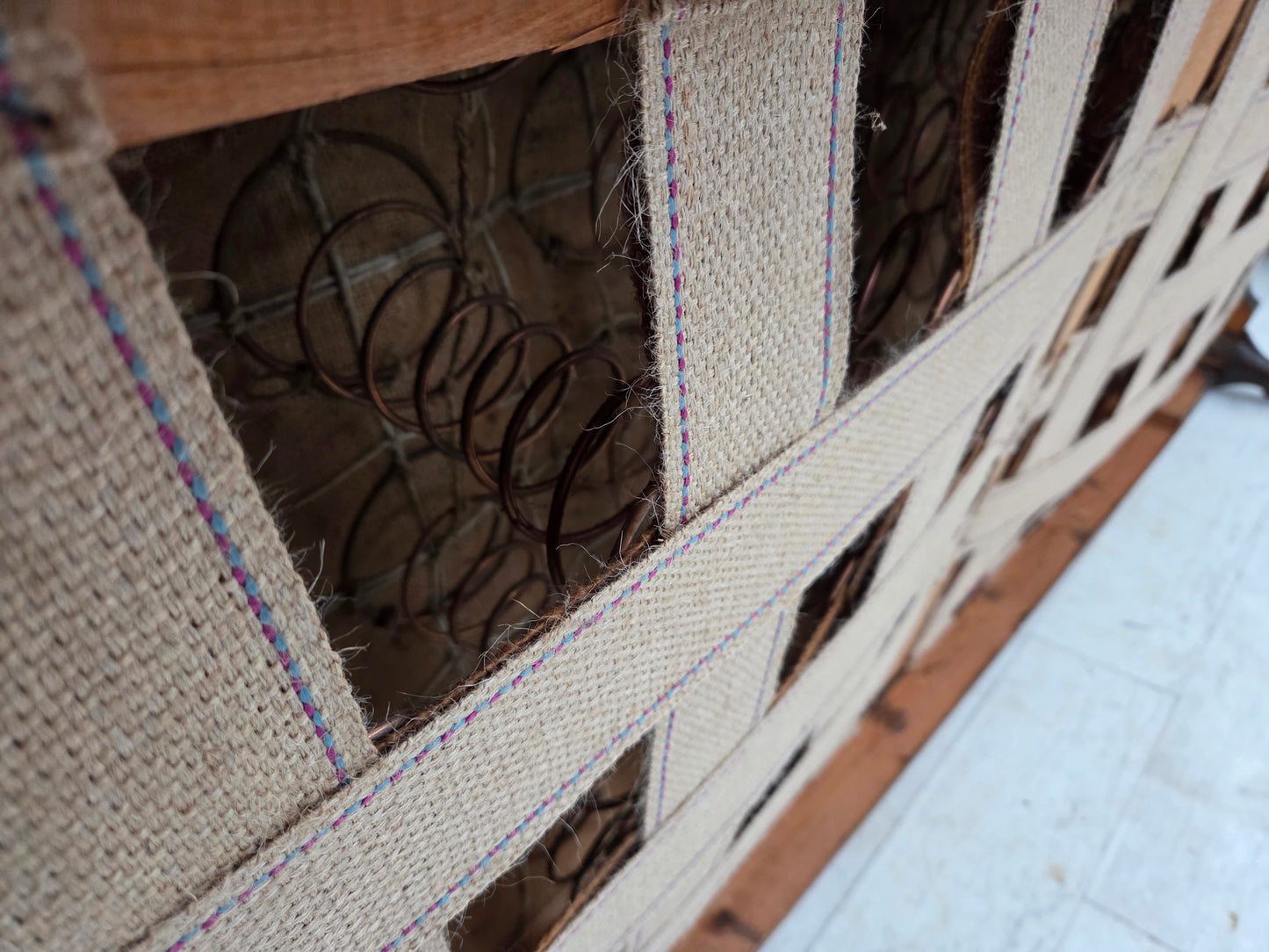 1950s, Danish 3-seater sofa, furniture velour, carved oak wood.