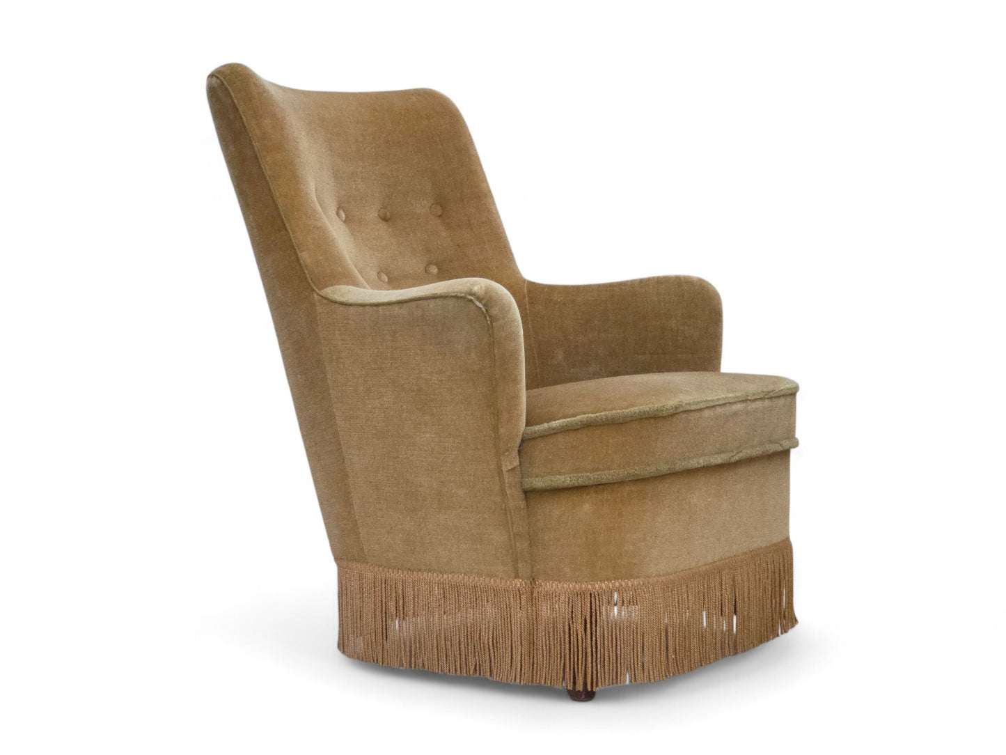 1970s, Danish armchair, original light green furniture velour.