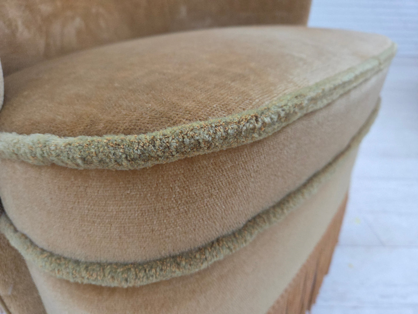 1970s, Danish armchair, original light green furniture velour.