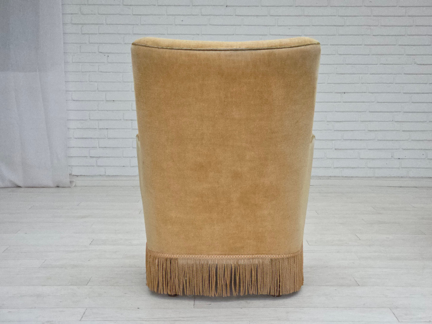 1970s, Danish armchair, original light green furniture velour.