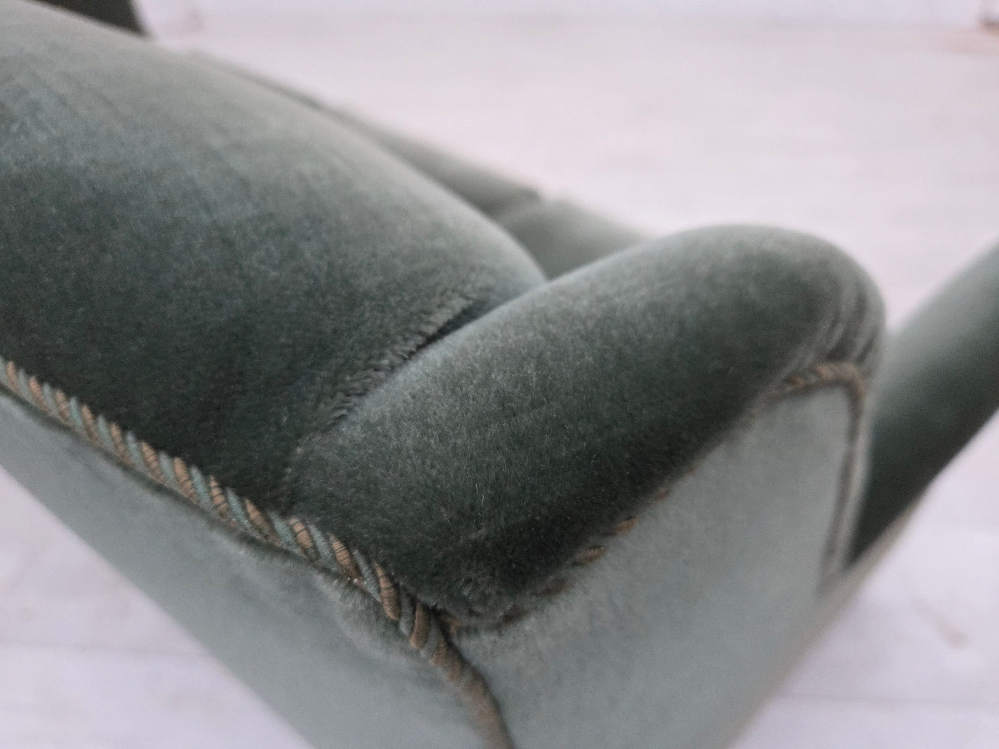 1960s, Danish 3-seater sofa, original turquoise-green furniture velour.