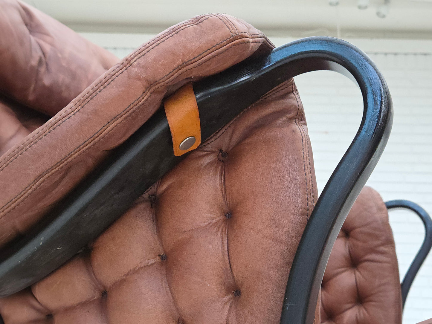 1970s, Swedish design by Bruno Mathsson, model "Pernilla",  furniture leather.