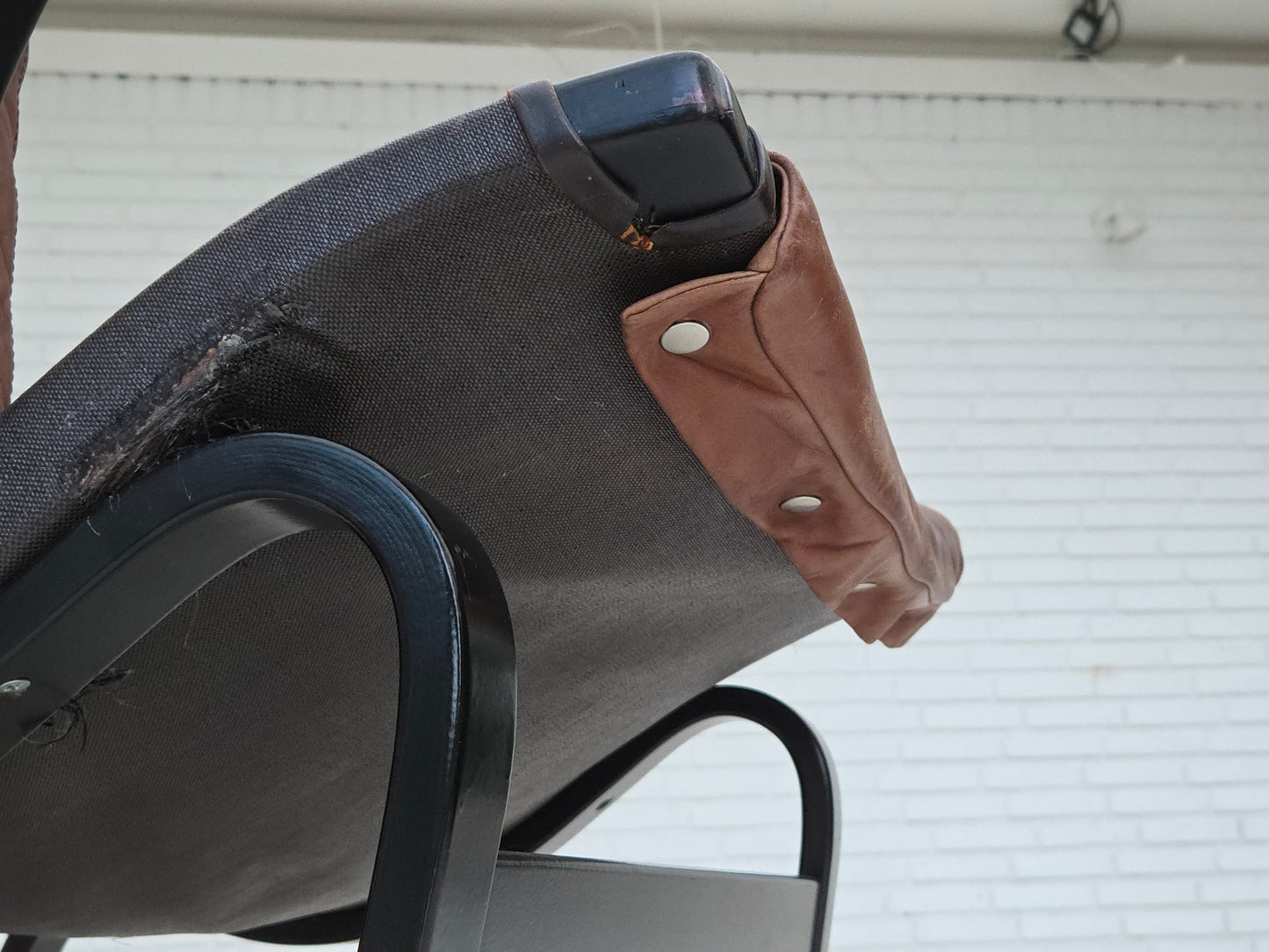 1970s, Swedish design by Bruno Mathsson, model "Pernilla",  furniture leather.