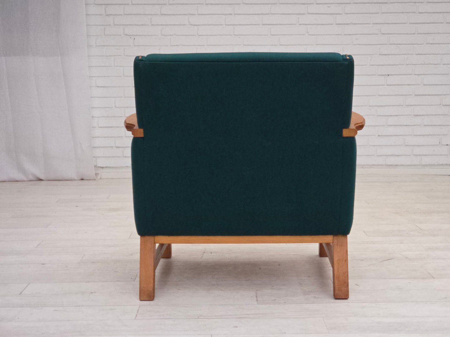 1970s, Danish armchair, furniture wool, solid oak wood.