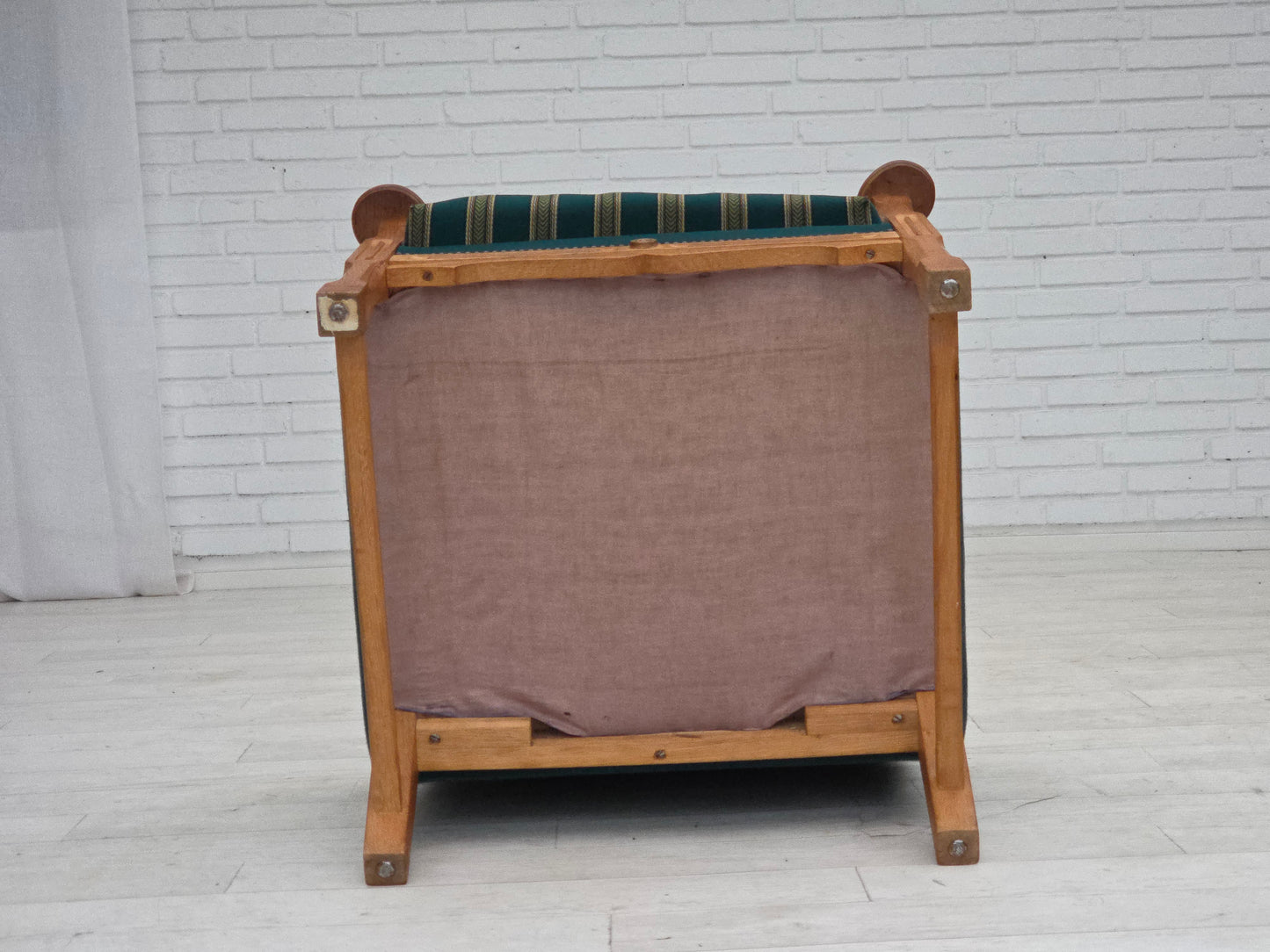 1970s, Danish armchair, furniture wool, solid oak wood.