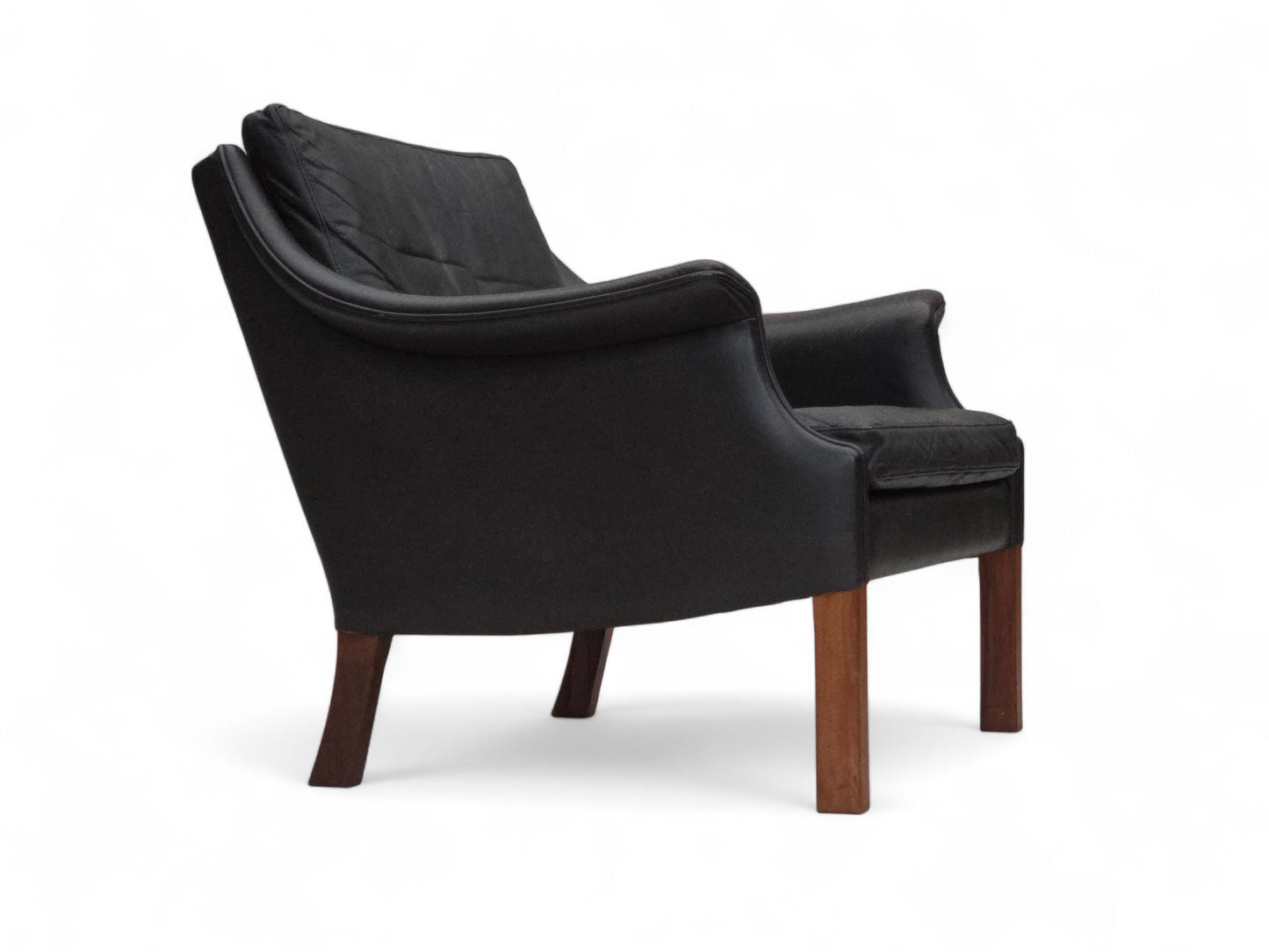 1970s, Danish design by Aage Christensen, armchair, model “Monark“, leather, teak wood.