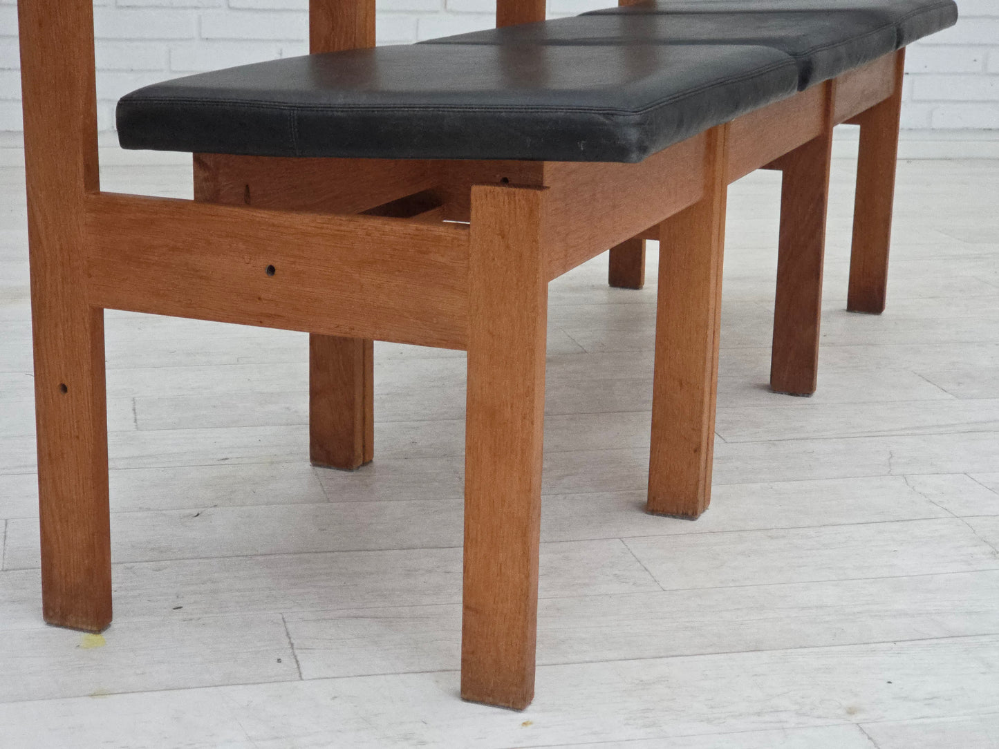 1970s, Danish design by Børge Mogensen, set of 3 church chairs, leather, oak wood.