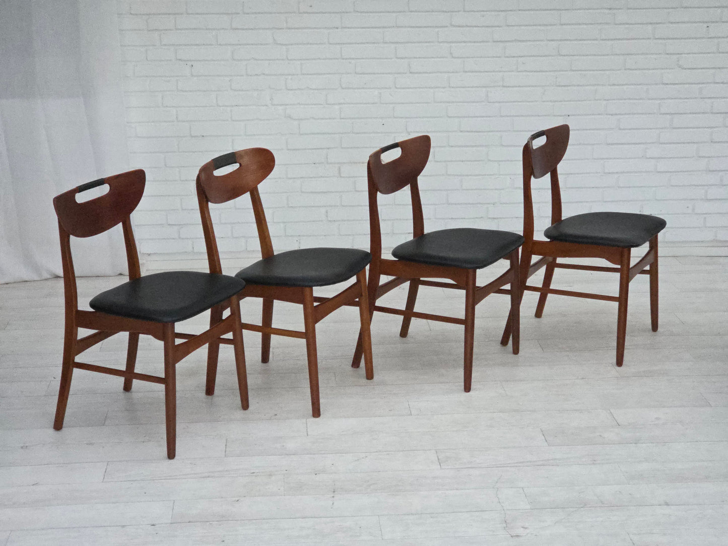 1960s, Danish design, set of 4 reupholstered dining chairs.