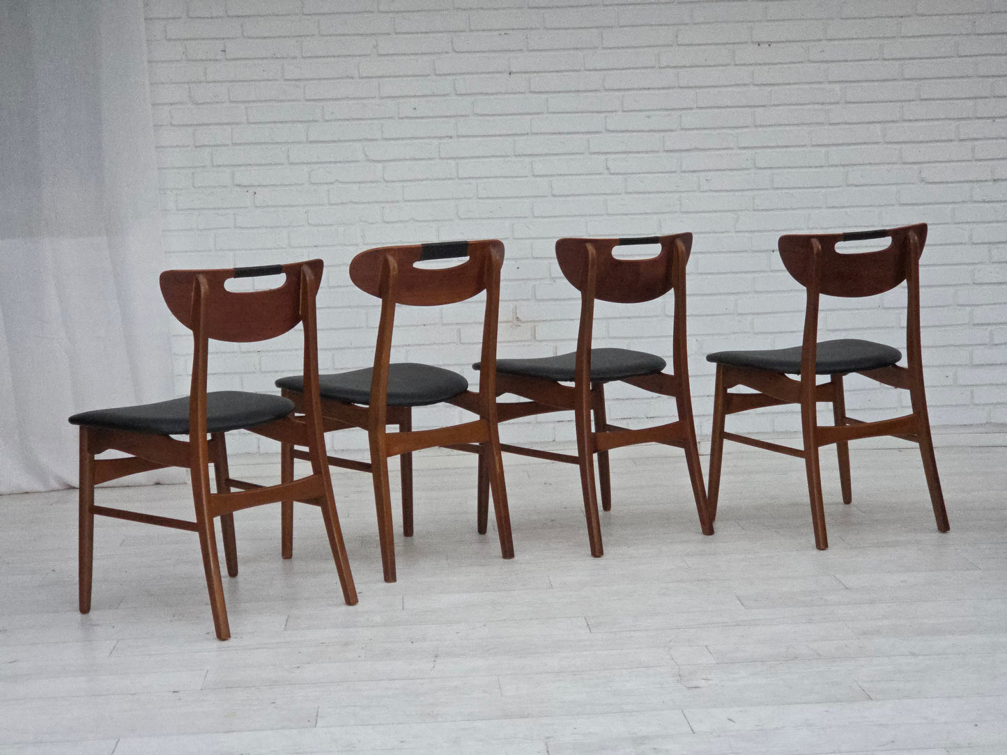 1960s, Danish design, set of 4 reupholstered dining chairs.