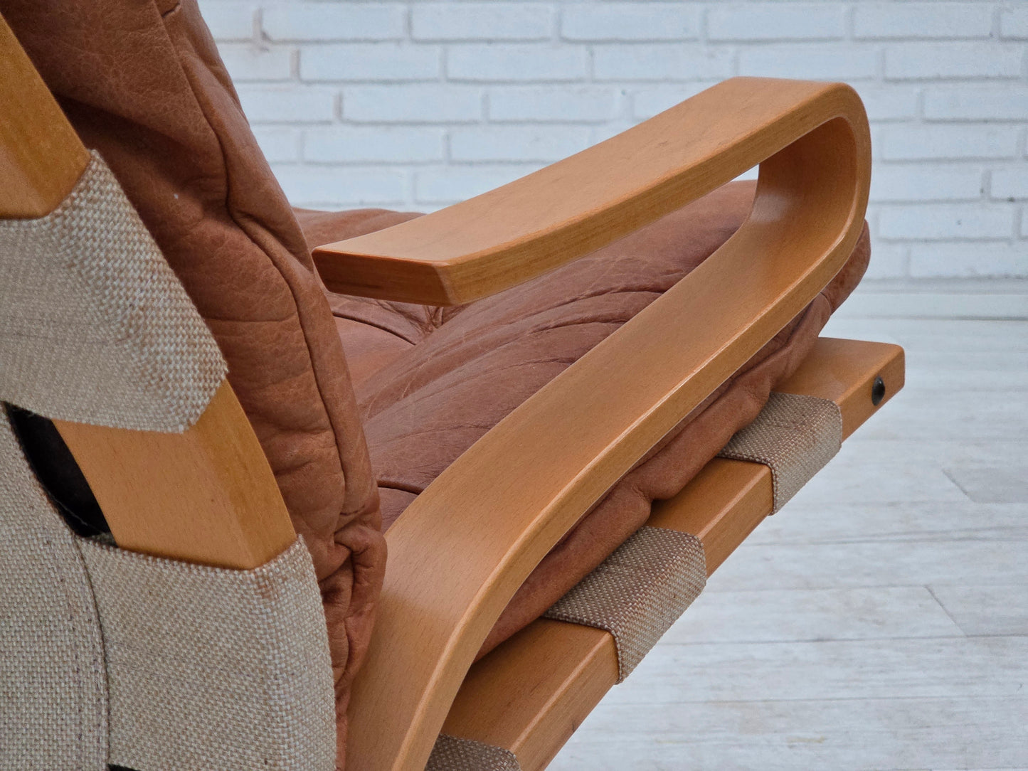 1970s, Norwegian armchair, model "Kengu", furniture leather.