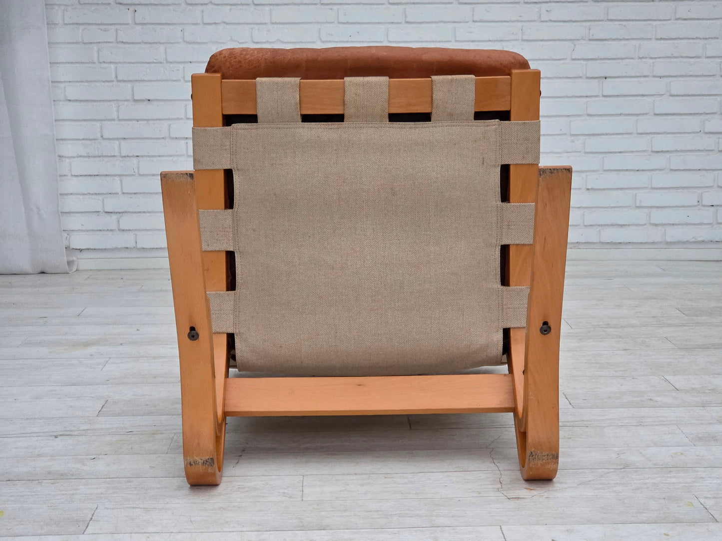 1970s, Norwegian armchair, model "Kengu", furniture leather.