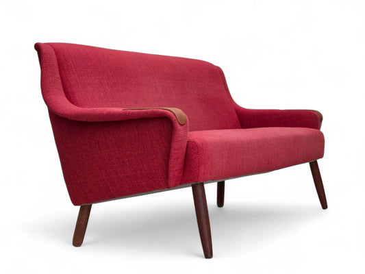 1970s, Danish 2-seater sofa, furniture fabric, teak wood.