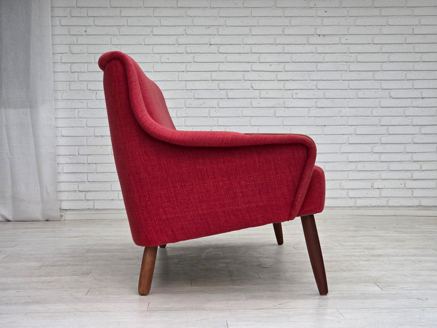 1970s, Danish 2-seater sofa, furniture fabric, teak wood.