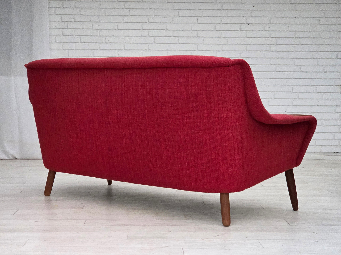 1970s, Danish 2-seater sofa, furniture fabric, teak wood.