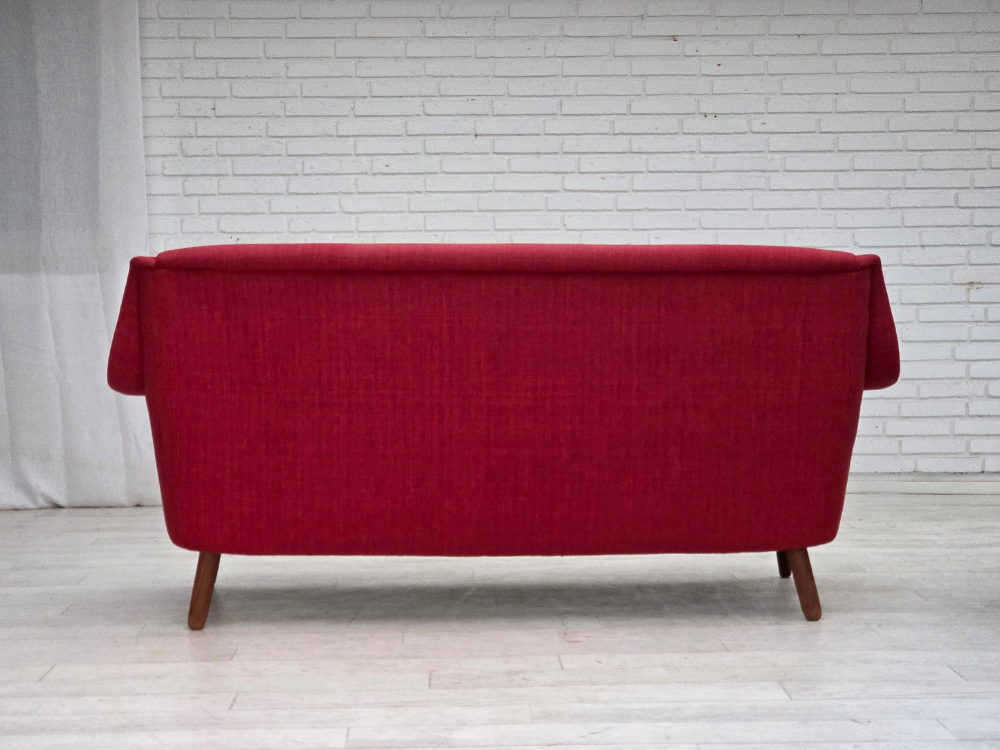 1970s, Danish 2-seater sofa, furniture fabric, teak wood.