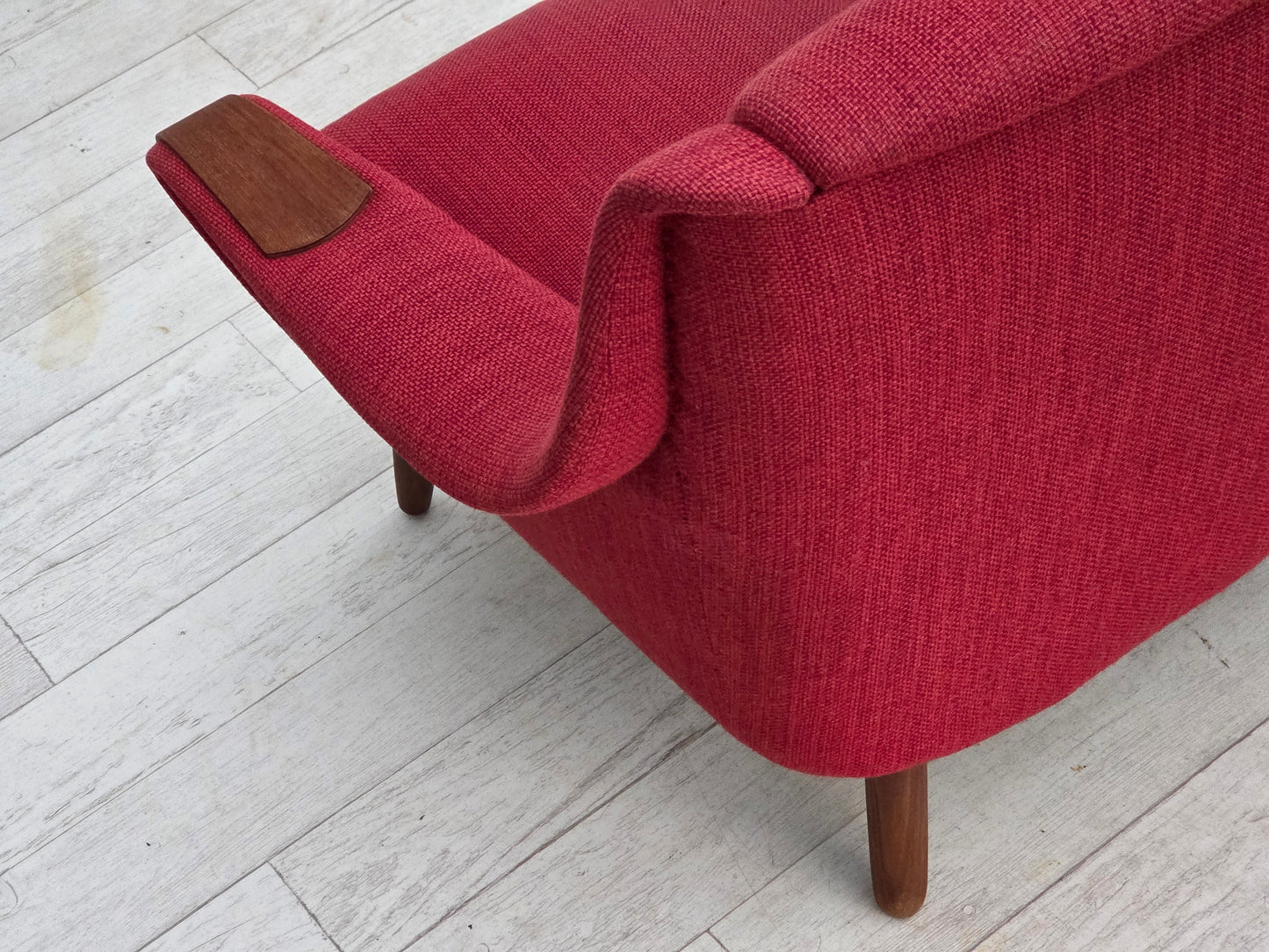 1970s, Danish 2-seater sofa, furniture fabric, teak wood.