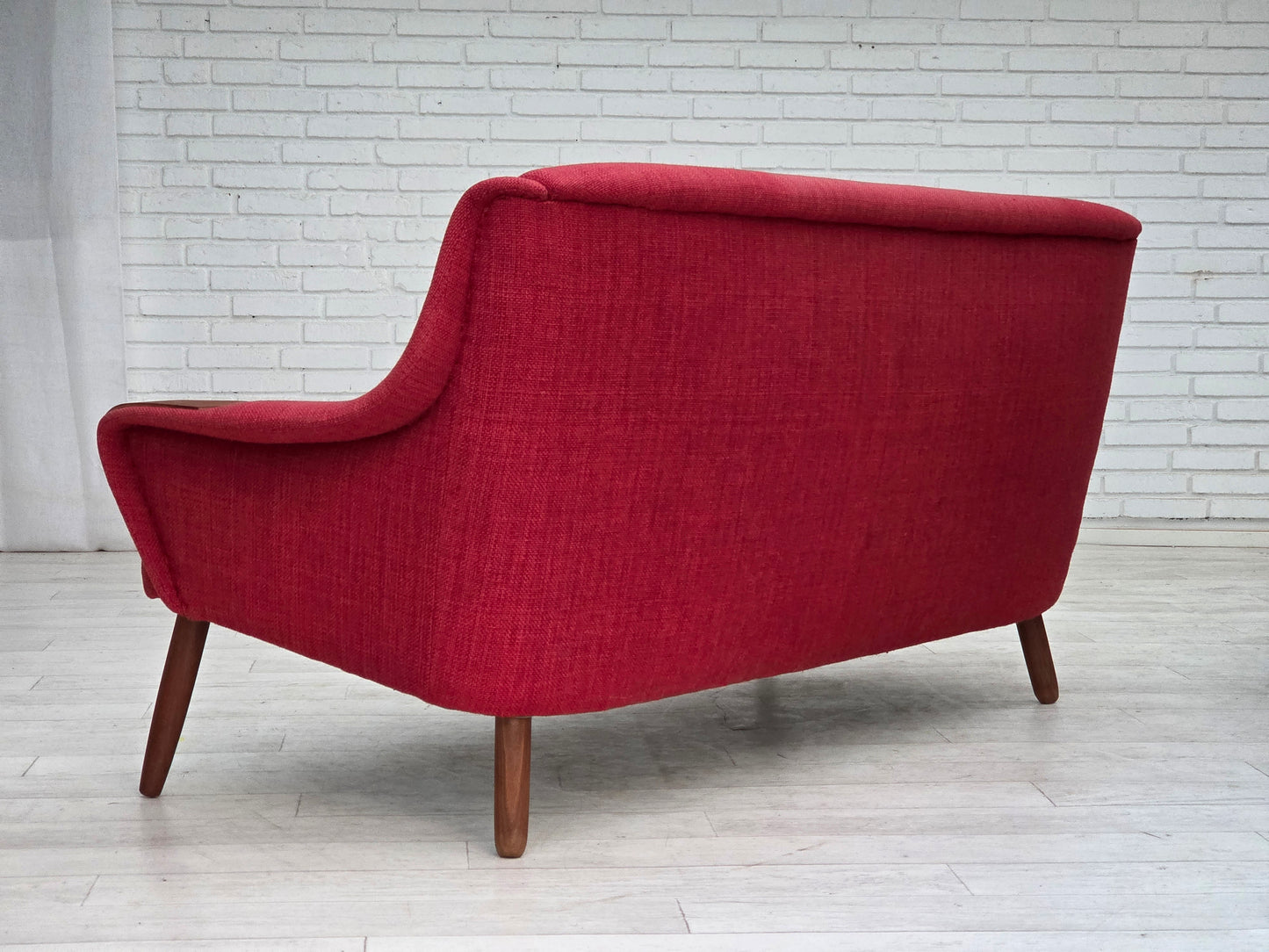 1970s, Danish 2-seater sofa, furniture fabric, teak wood.