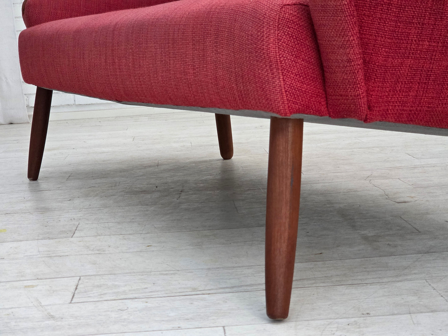 1970s, Danish 2-seater sofa, furniture fabric, teak wood.