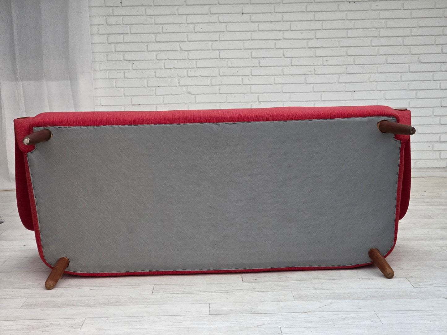 1970s, Danish 2-seater sofa, furniture fabric, teak wood.