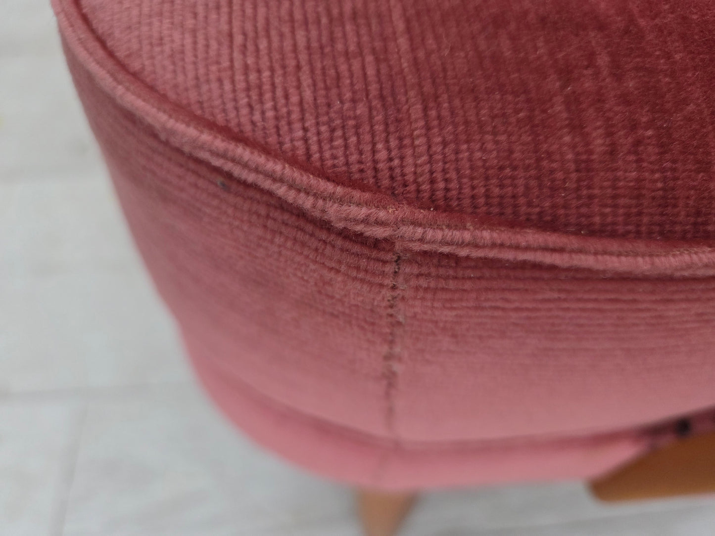 1970s, 2-seater Swedish sofa, pink furniture velour, beech wood.