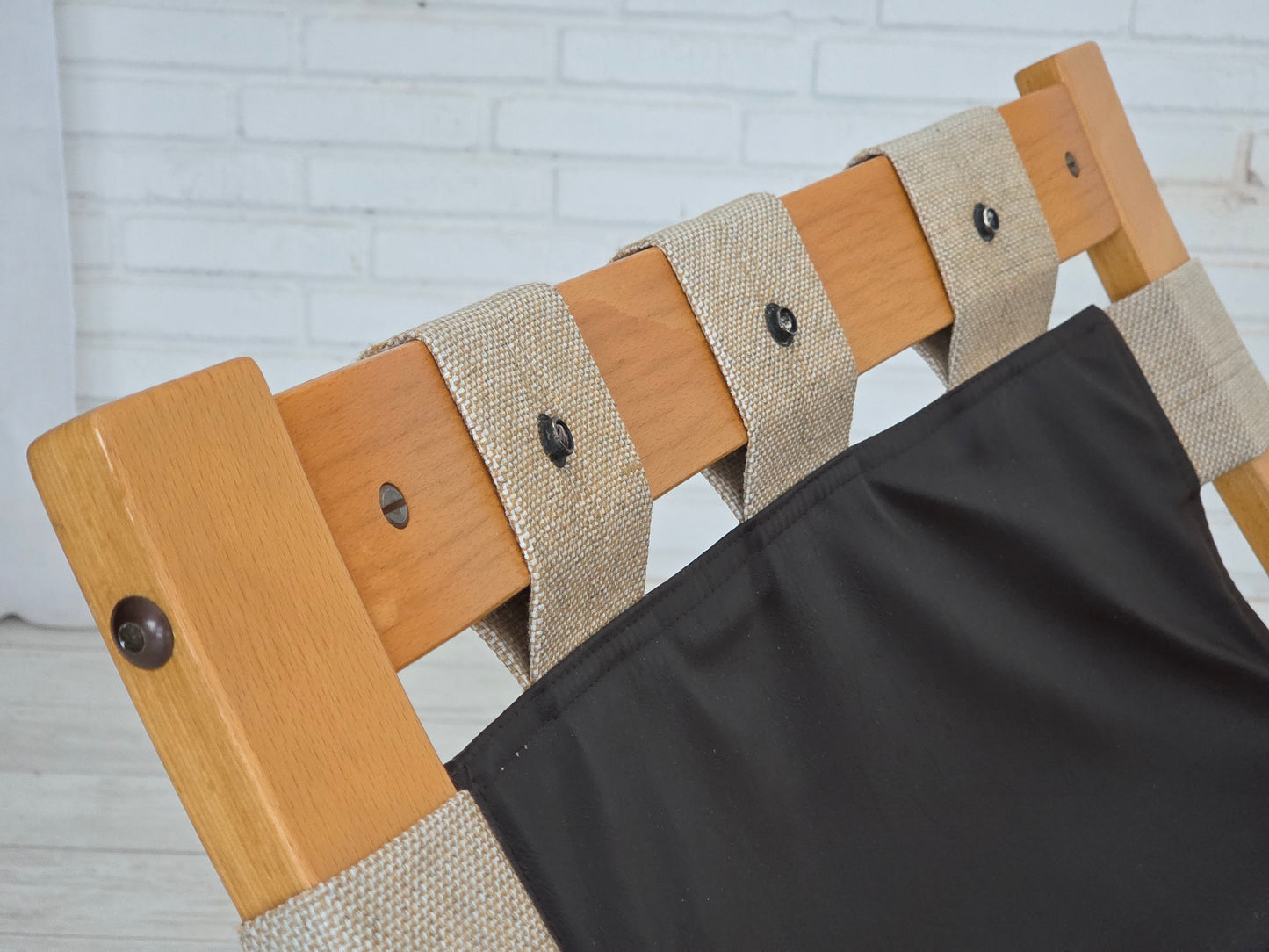 1970s, Norwegian design, armchair model "Kengu", leather, bent wood.