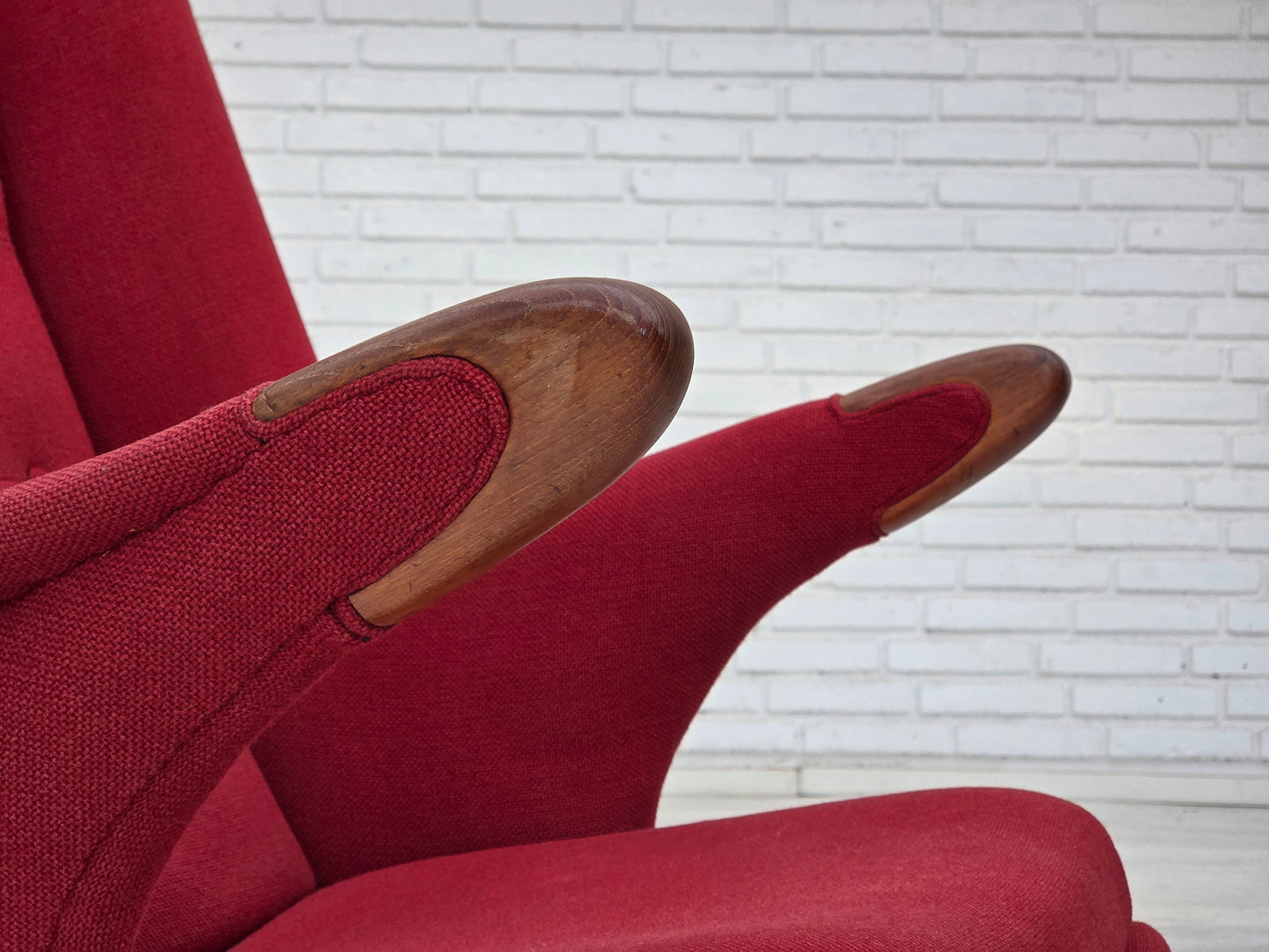 1970s, Danish design by Bent Møller Jepsen, "Teddy" chair, furniture wool, teak wood.