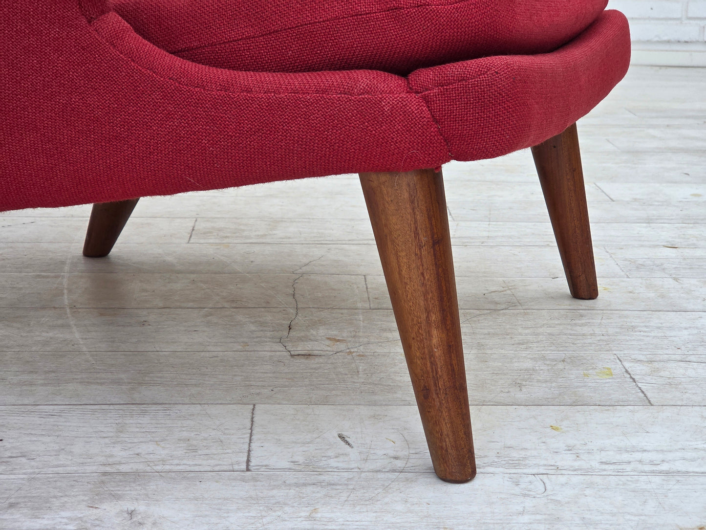 1970s, Danish design by Bent Møller Jepsen, "Teddy" chair, furniture wool, teak wood.