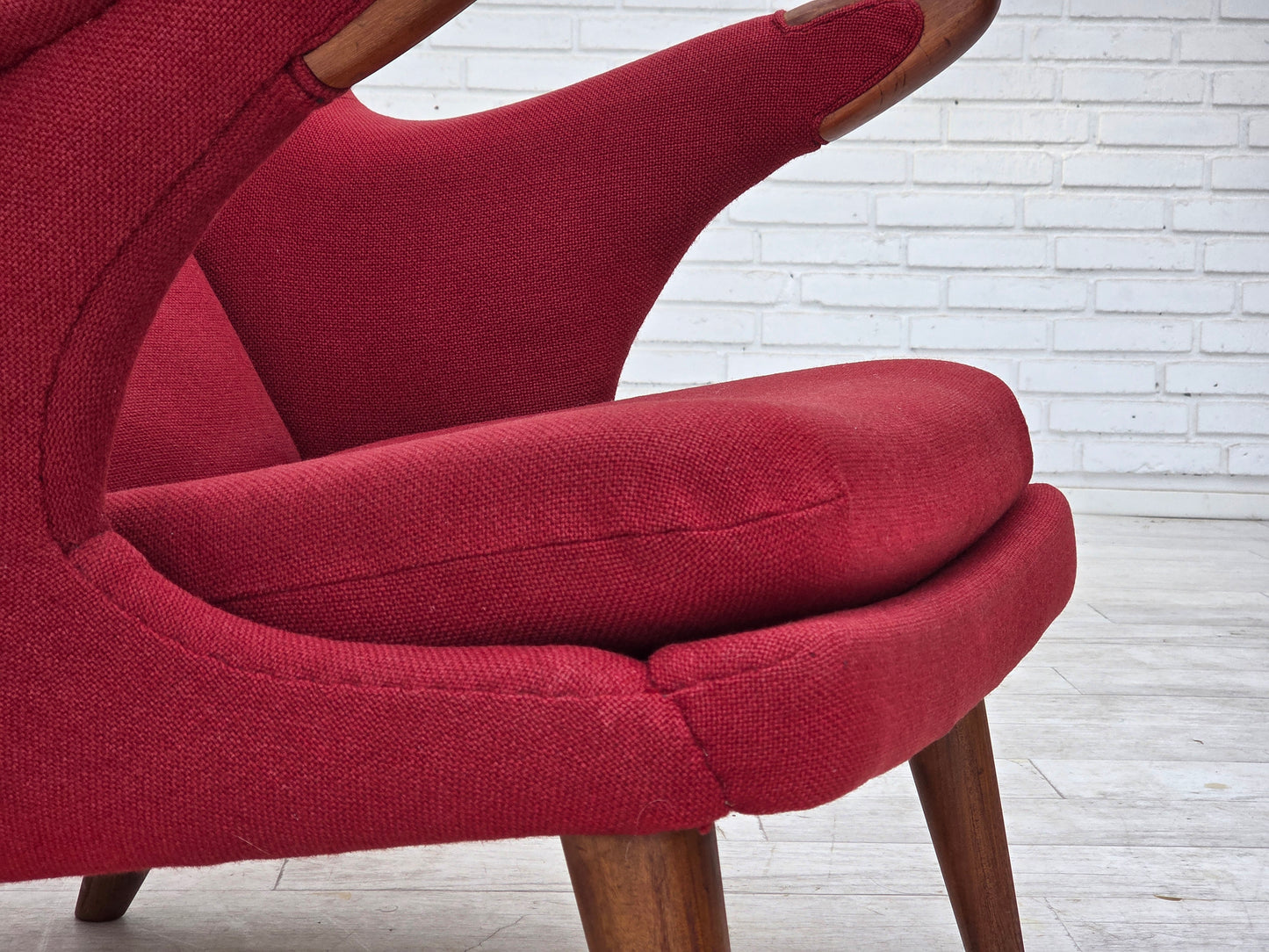 1970s, Danish design by Bent Møller Jepsen, "Teddy" chair, furniture wool, teak wood.