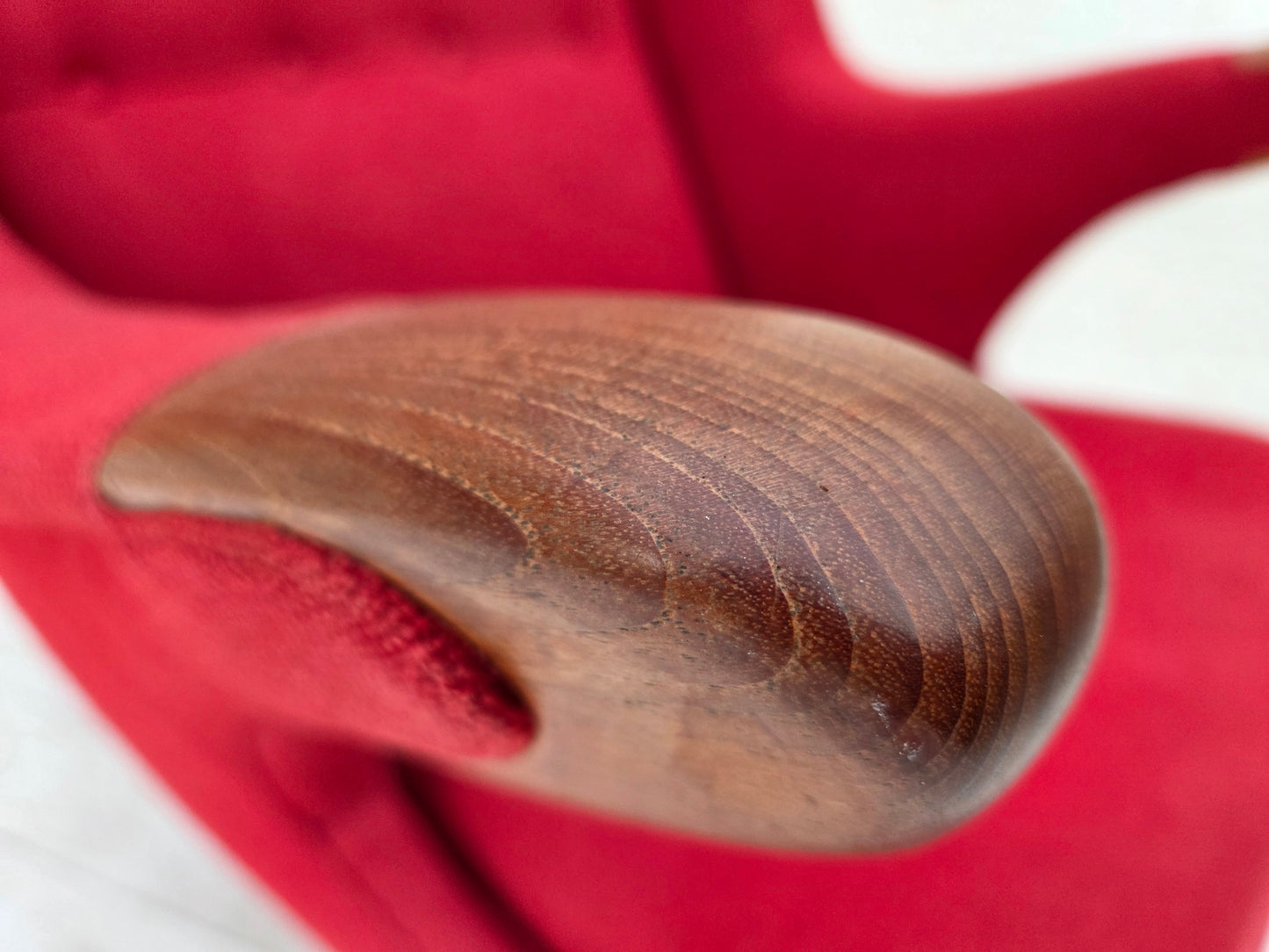 1970s, Danish design by Bent Møller Jepsen, "Teddy" chair, furniture wool, teak wood.