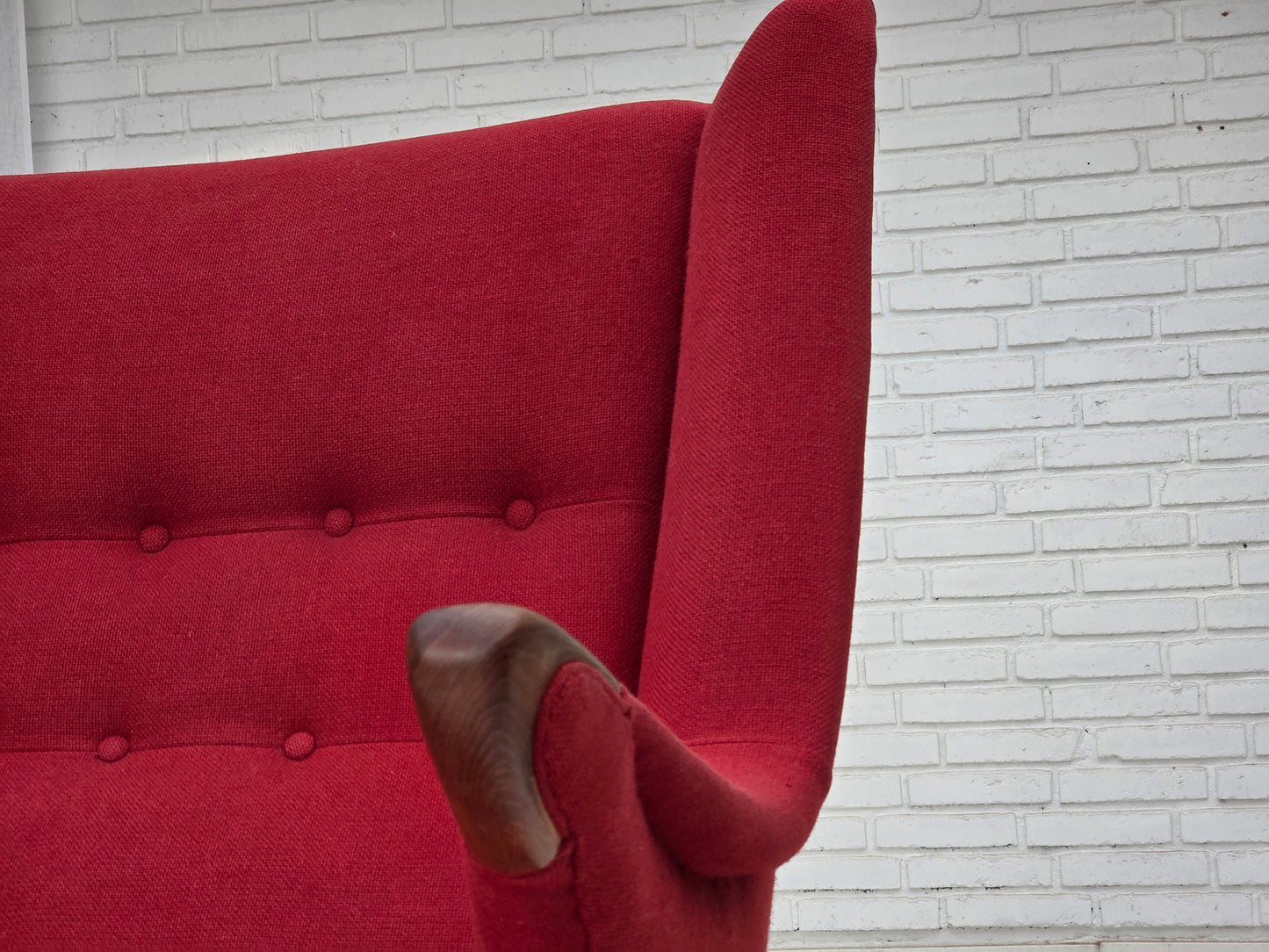 1970s, Danish design by Bent Møller Jepsen, "Teddy" chair, furniture wool, teak wood.