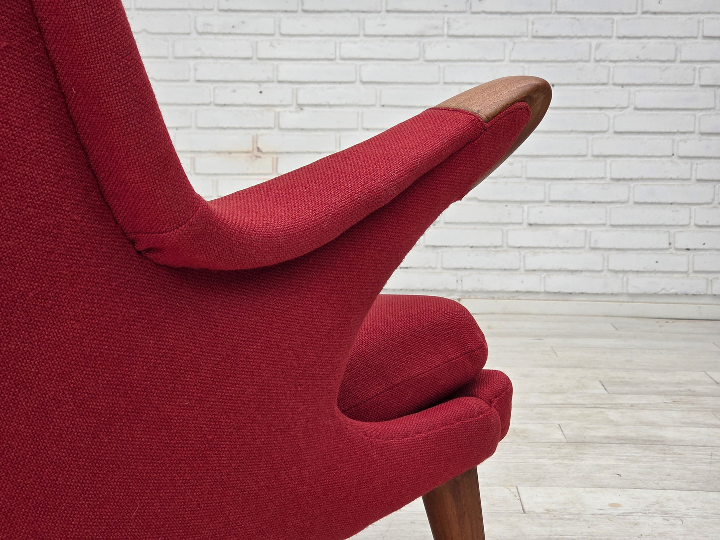 1970s, Danish design by Bent Møller Jepsen, "Teddy" chair, furniture wool, teak wood.