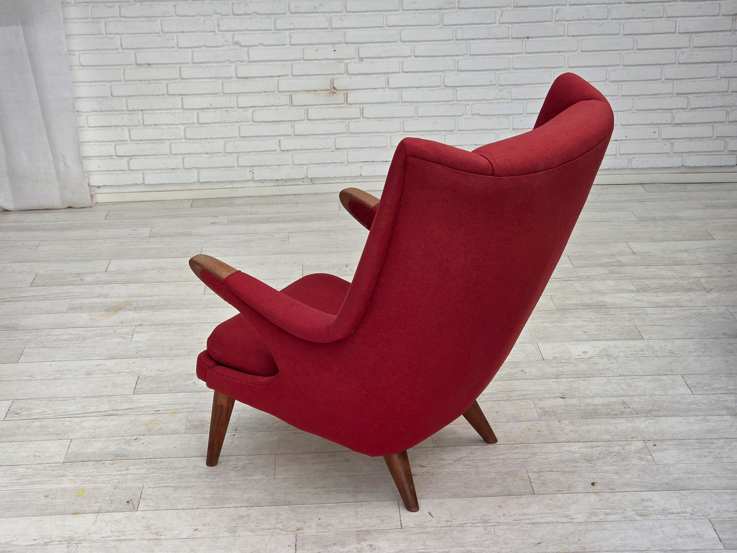 1970s, Danish design by Bent Møller Jepsen, "Teddy" chair, furniture wool, teak wood.
