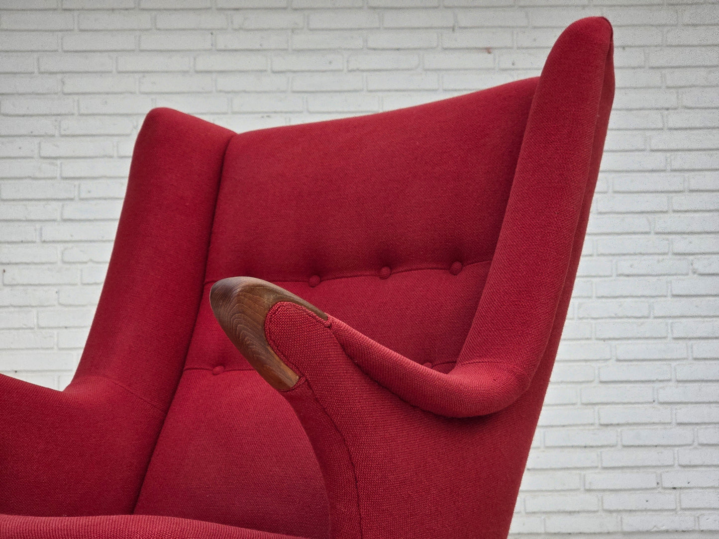 1970s, Danish design by Bent Møller Jepsen, "Teddy" chair, furniture wool, teak wood.