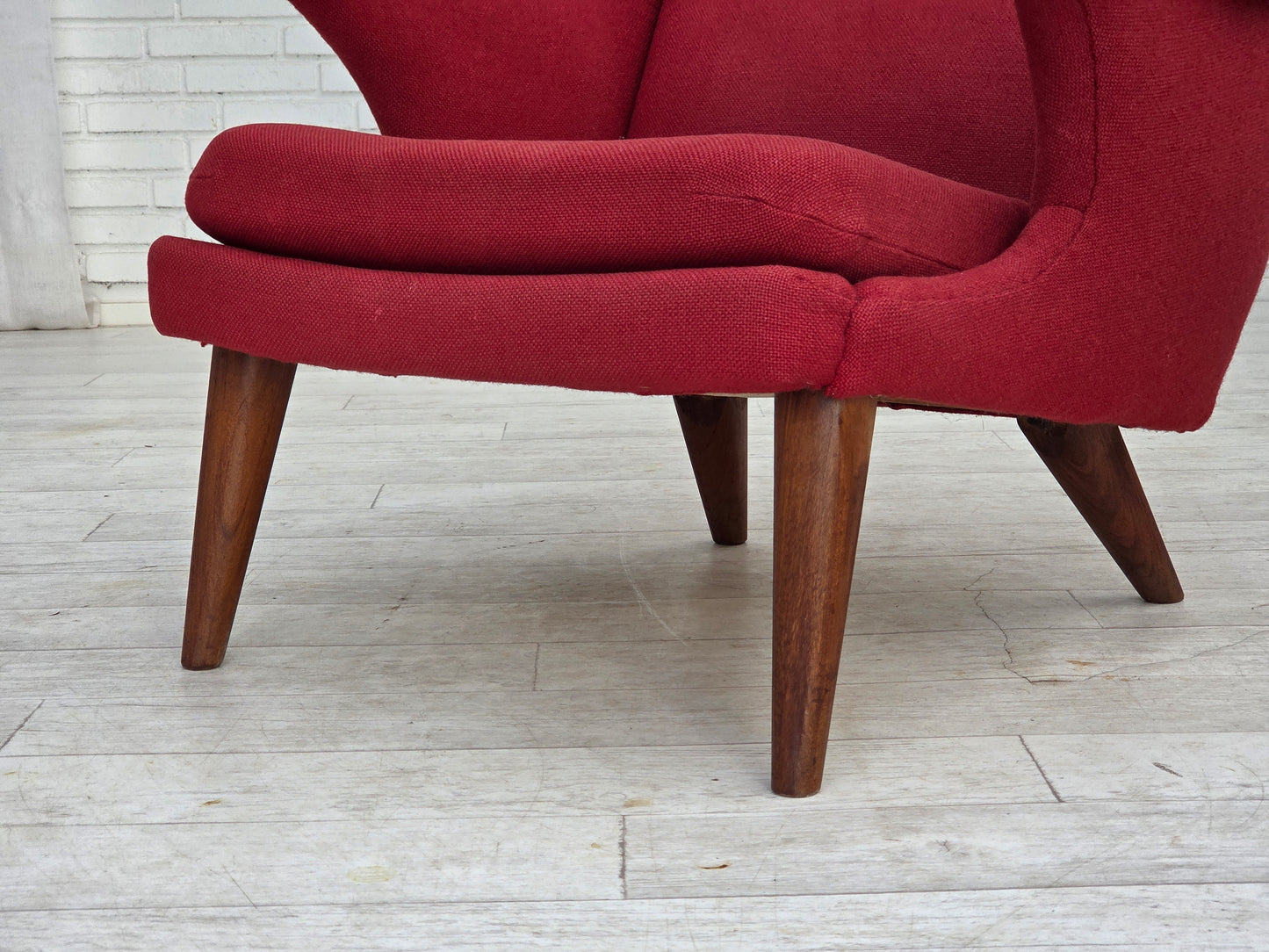 1970s, Danish design by Bent Møller Jepsen, "Teddy" chair, furniture wool, teak wood.
