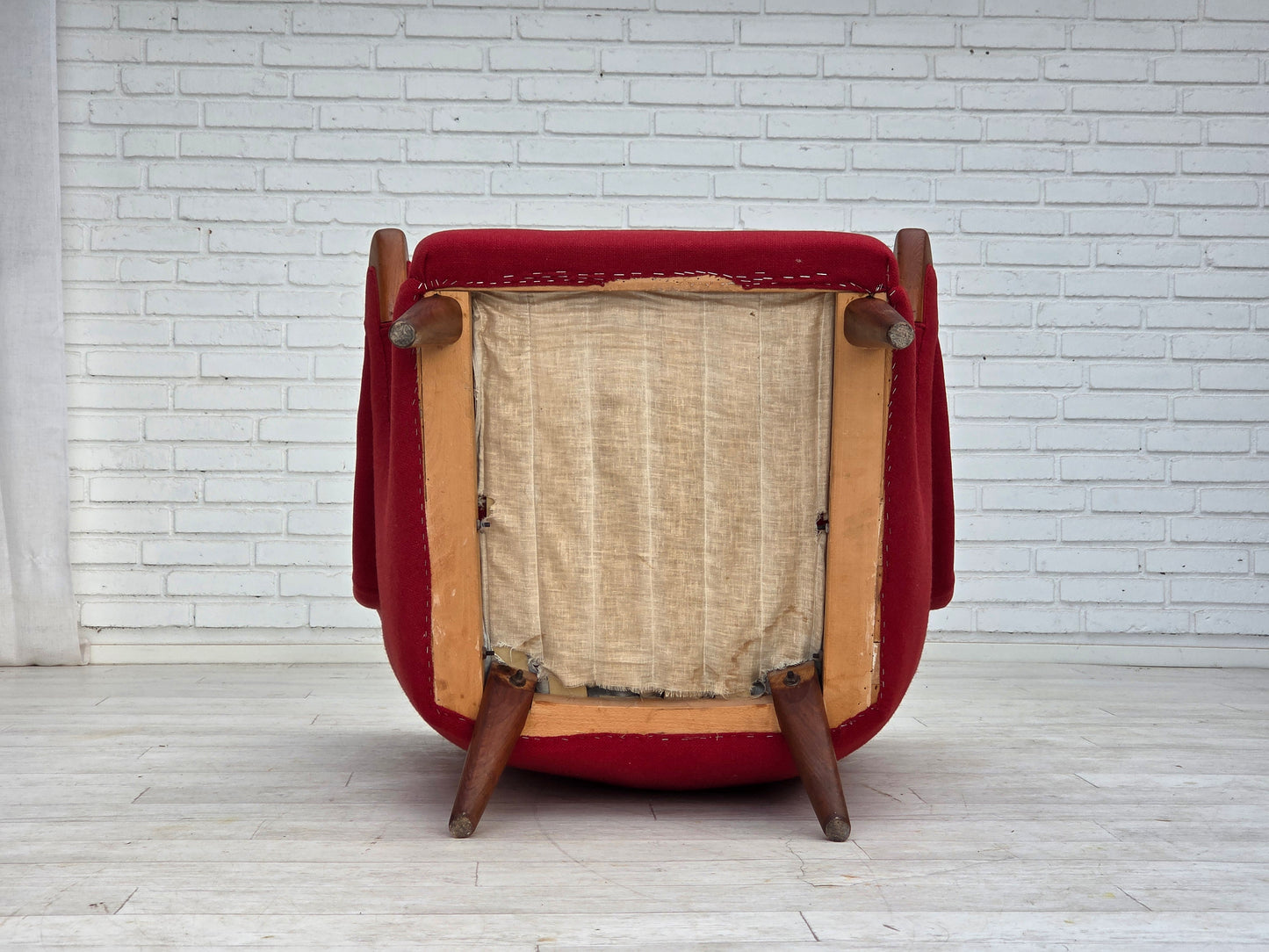 1970s, Danish design by Bent Møller Jepsen, "Teddy" chair, furniture wool, teak wood.