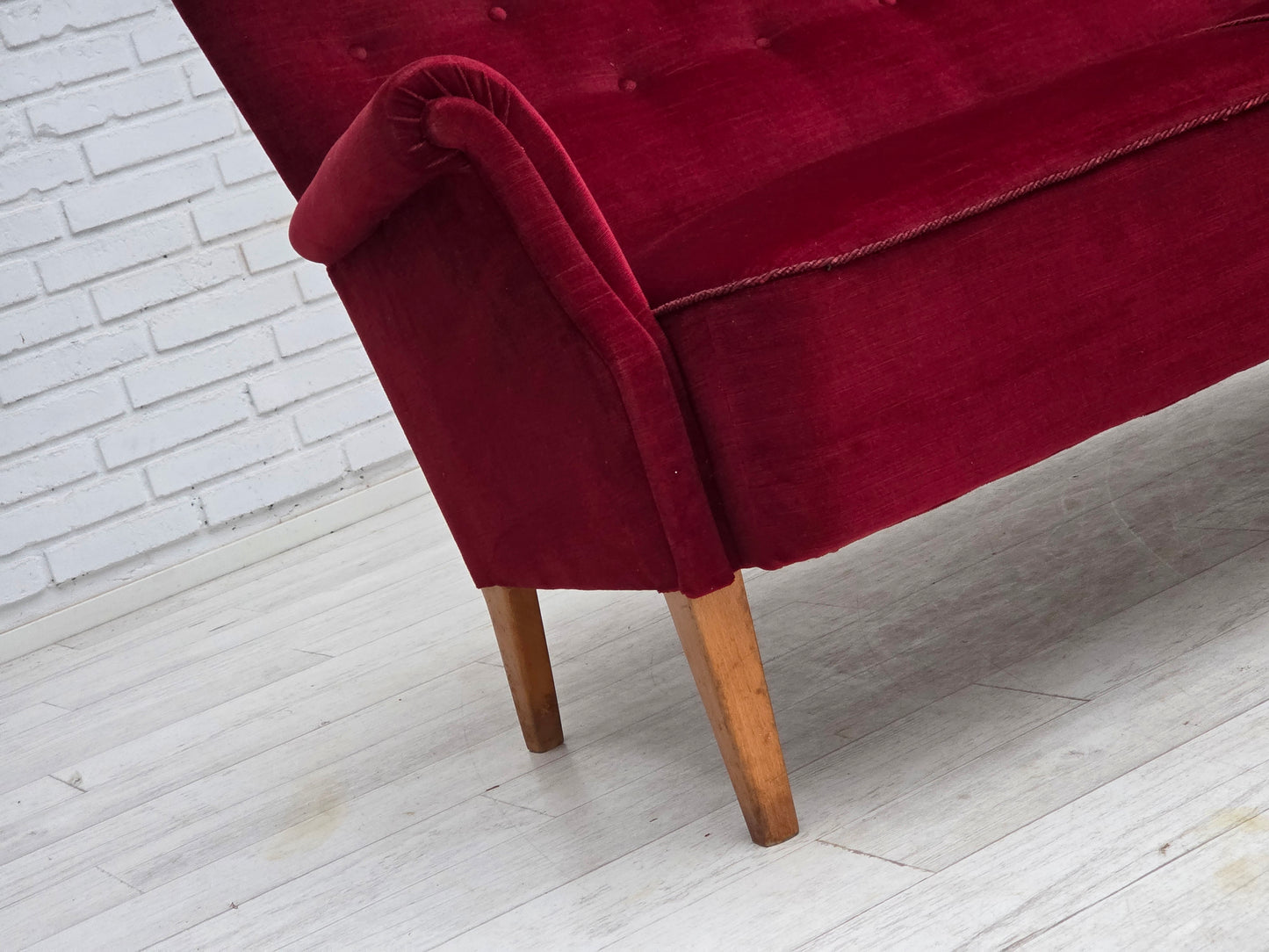 1960s, Swedish 2-seater sofa by Dux Sweden, furniture velour, ash wood legs.