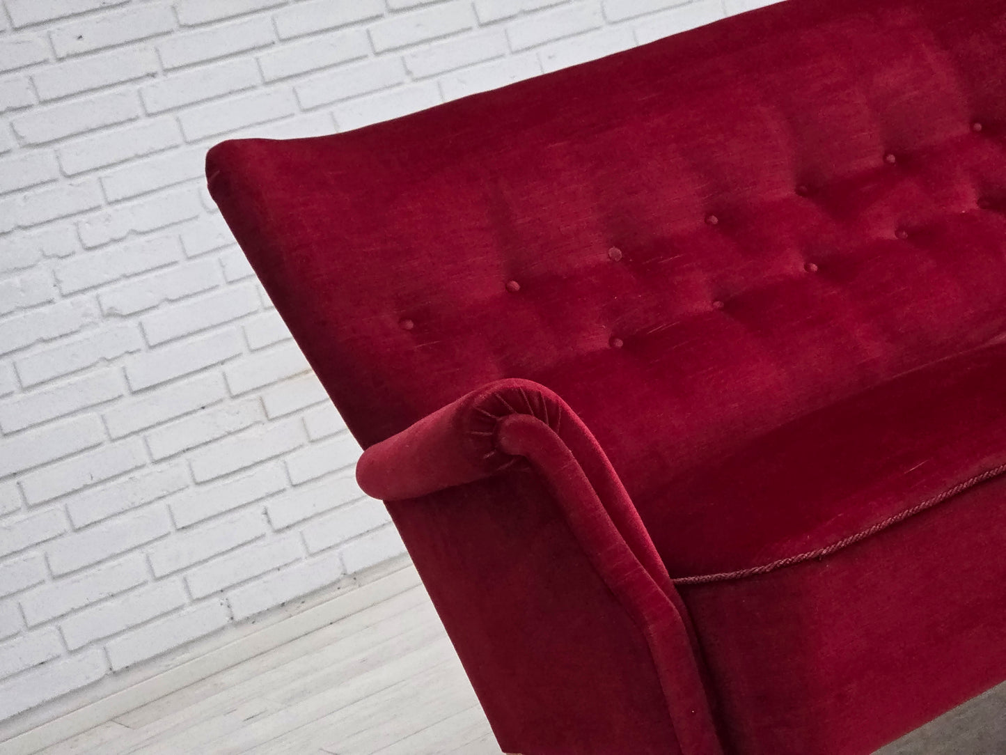 1960s, Swedish 2-seater sofa by Dux Sweden, furniture velour, ash wood legs.