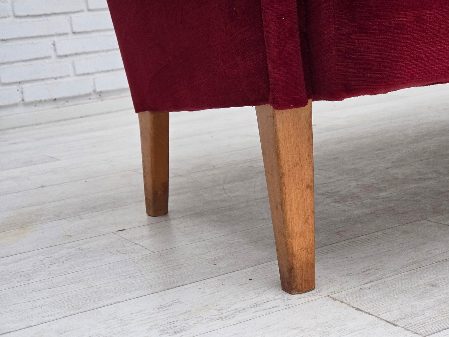 1960s, Swedish 2-seater sofa by Dux Sweden, furniture velour, ash wood legs.