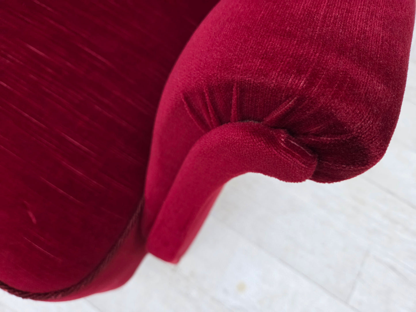 1960s, Swedish 2-seater sofa by Dux Sweden, furniture velour, ash wood legs.