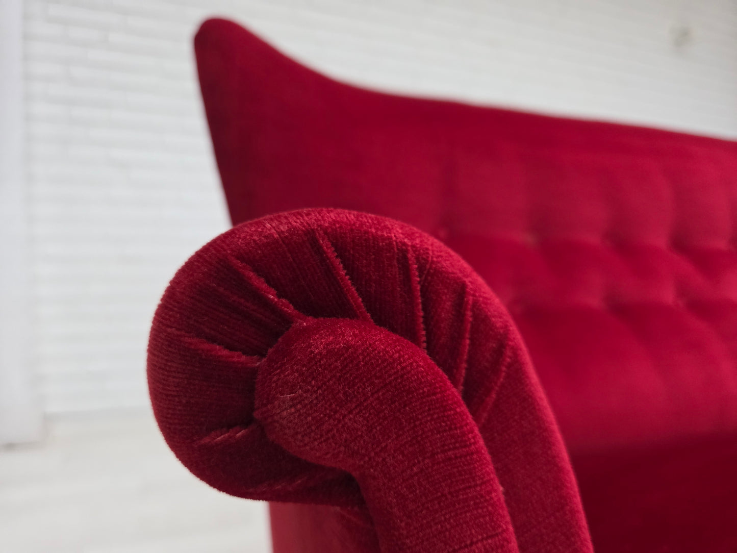1960s, Swedish 2-seater sofa by Dux Sweden, furniture velour, ash wood legs.