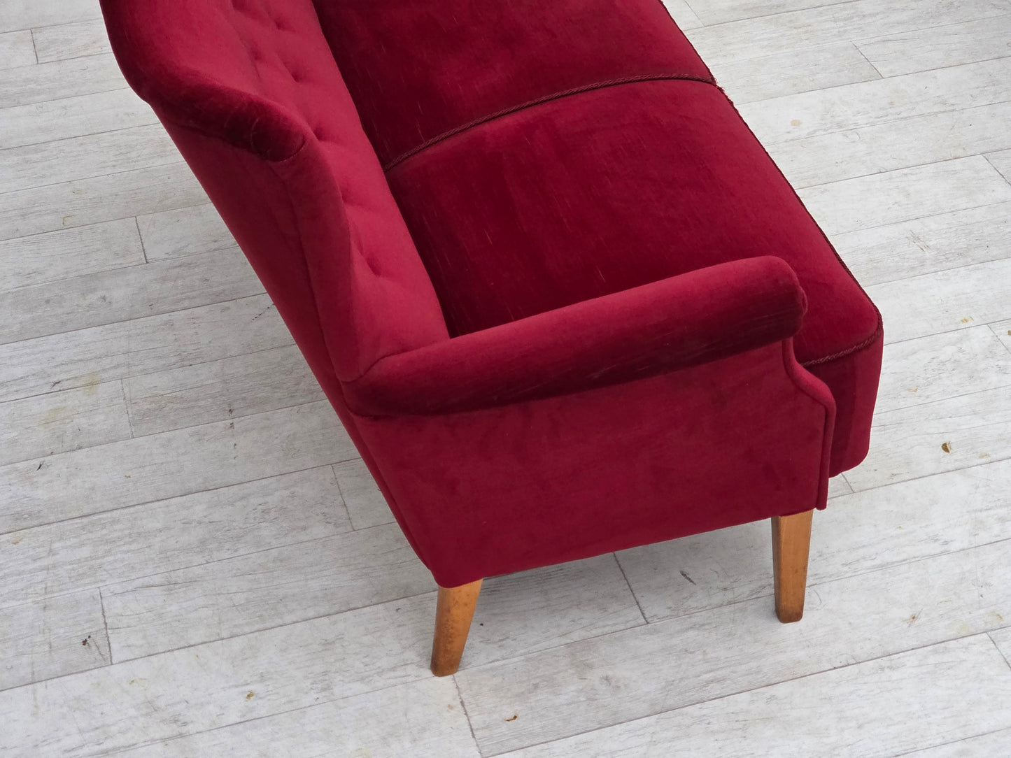1960s, Swedish 2-seater sofa by Dux Sweden, furniture velour, ash wood legs.
