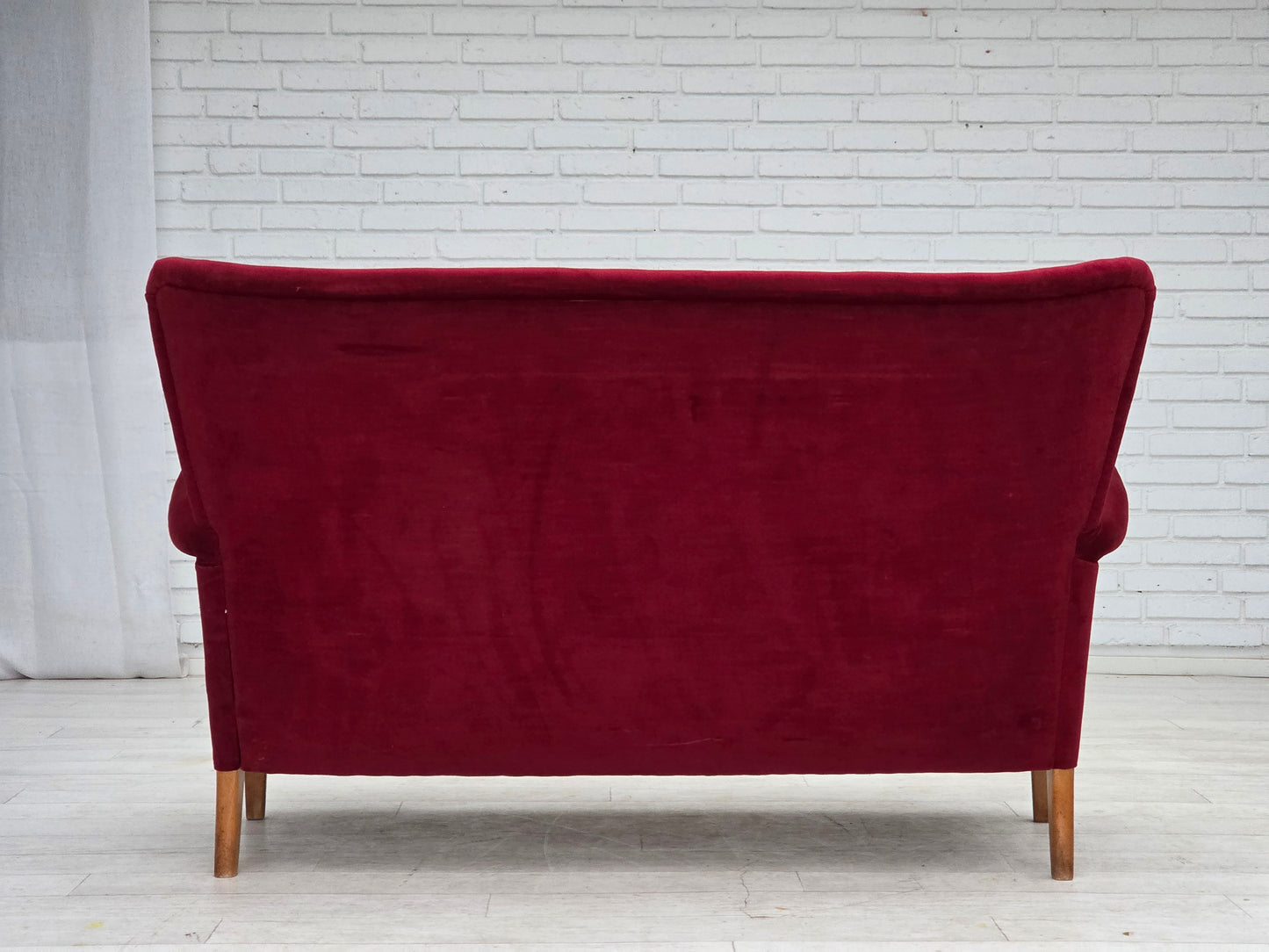 1960s, Swedish 2-seater sofa by Dux Sweden, furniture velour, ash wood legs.