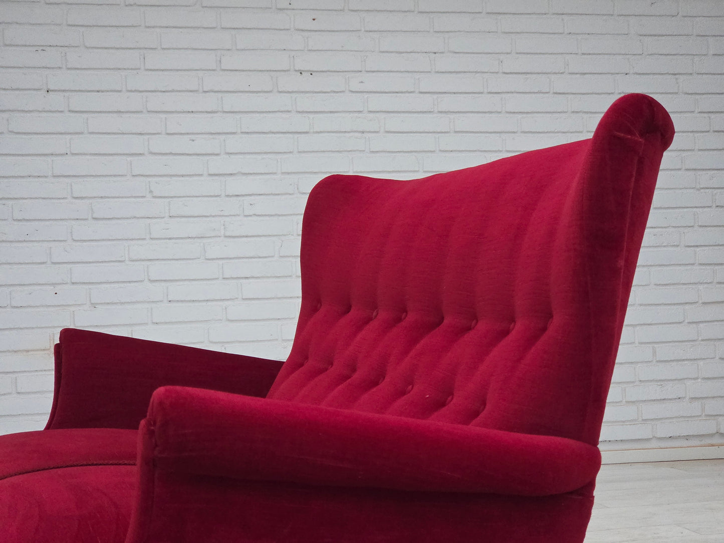1960s, Swedish 2-seater sofa by Dux Sweden, furniture velour, ash wood legs.