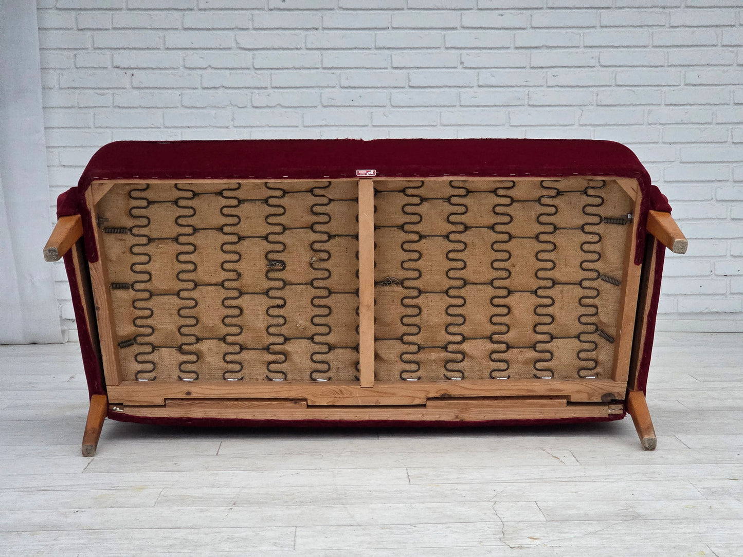 1960s, Swedish 2-seater sofa by Dux Sweden, furniture velour, ash wood legs.