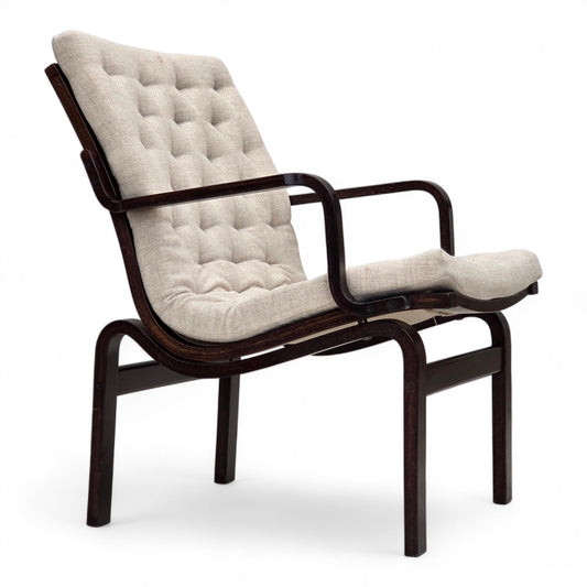 1970s, Scandinavian armchair, furniture wool, dark beech wood.