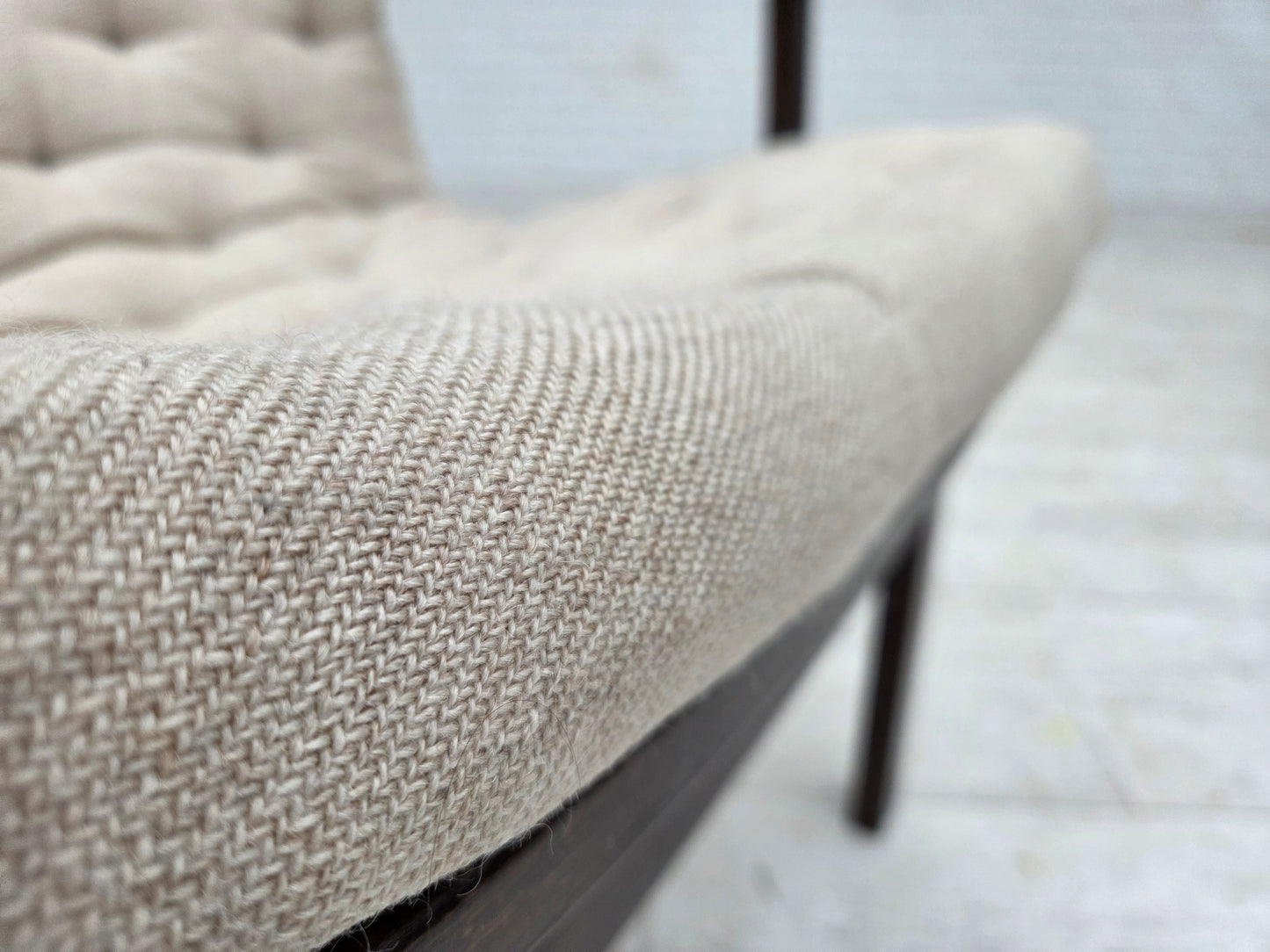 1970s, Scandinavian armchair, furniture wool, dark beech wood.