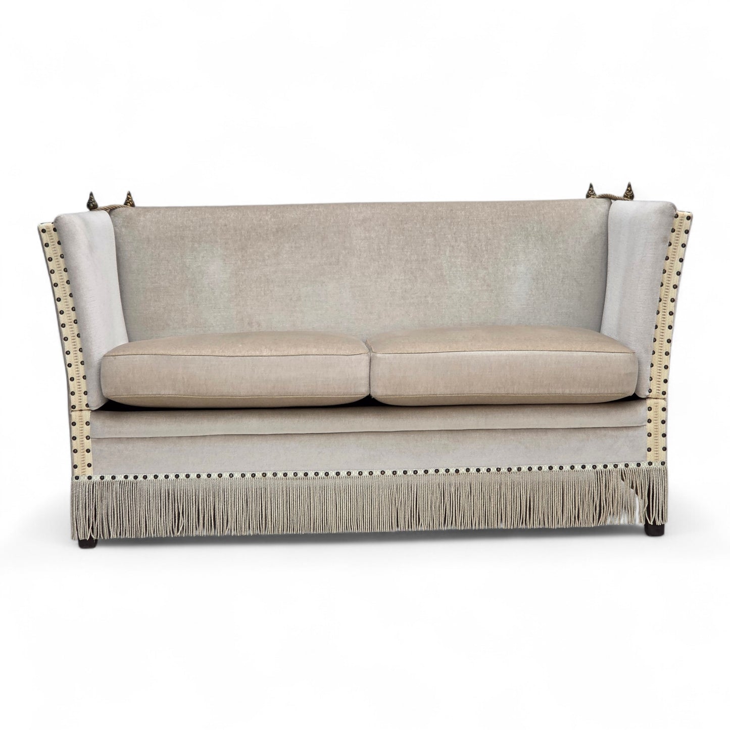 1970s, Danish 2-seater drop arm "Spanish" sofa, furniture velour.
