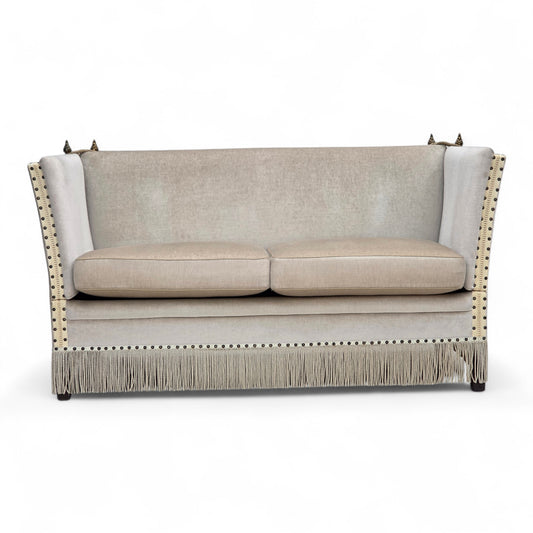 1970s, Danish 2-seater drop arm "Spanish" sofa, furniture velour.